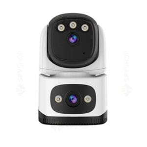 Camera supraveghere interior WiFi PT cu lentila duala Vstarcam CS995DR, 2+3 MP, 4 mm, detectie miscare, auto tracking, night vision, full color, microfon si difuzor, slot card