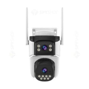 Camera supraveghere IP Speed Dome WiFi PT Vstarcam Dual Lens CS621DR, 3 MP, 4 mm, microfon si difuzor, slot card, 360 grade, smart tracking, detectie umana, night vision
