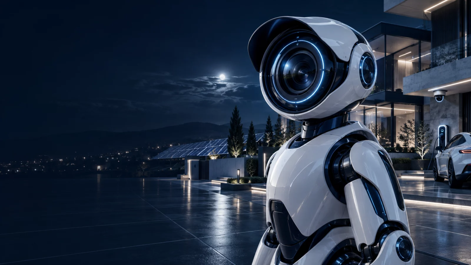 Conceptul vizual Teleorman Sentinel: robot cu cameră de supraveghere.