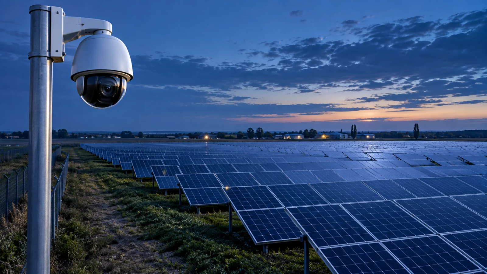Concept de supraveghere a perimetrului unui parc fotovoltaic.